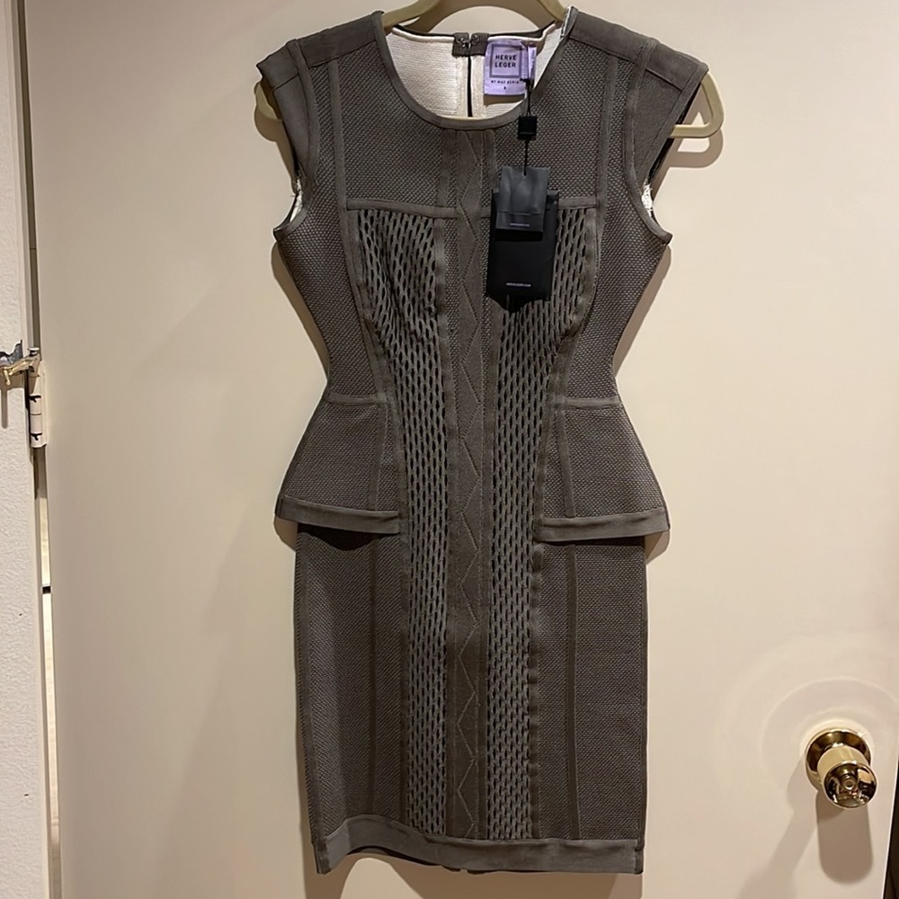 Herve Leger - size small - olive bandage dress - knee length NWT
